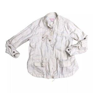 SAINT TROPEZ WEST 100% Linen Jacket Women's XL Beige Long Sleeve​​